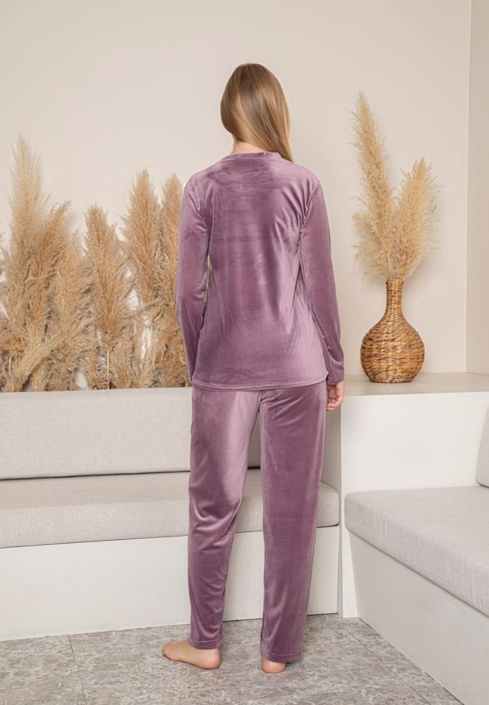 Pijama dama "MORNING" din catifea .Culoare Mov inchis, Engros